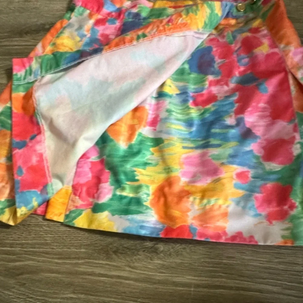 Vintage Cycle Boston Colorful Floral Print Pleated Mini Skirt